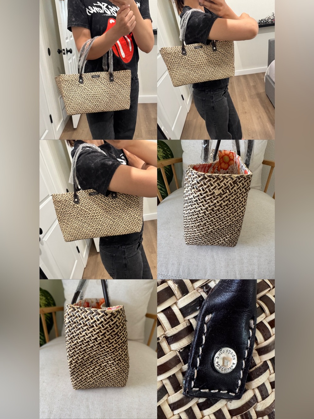 ‼️SOLD‼️Kate Spade New York Natural Woven Straw Weave Nuetral Tote - Picture 15 of 17
